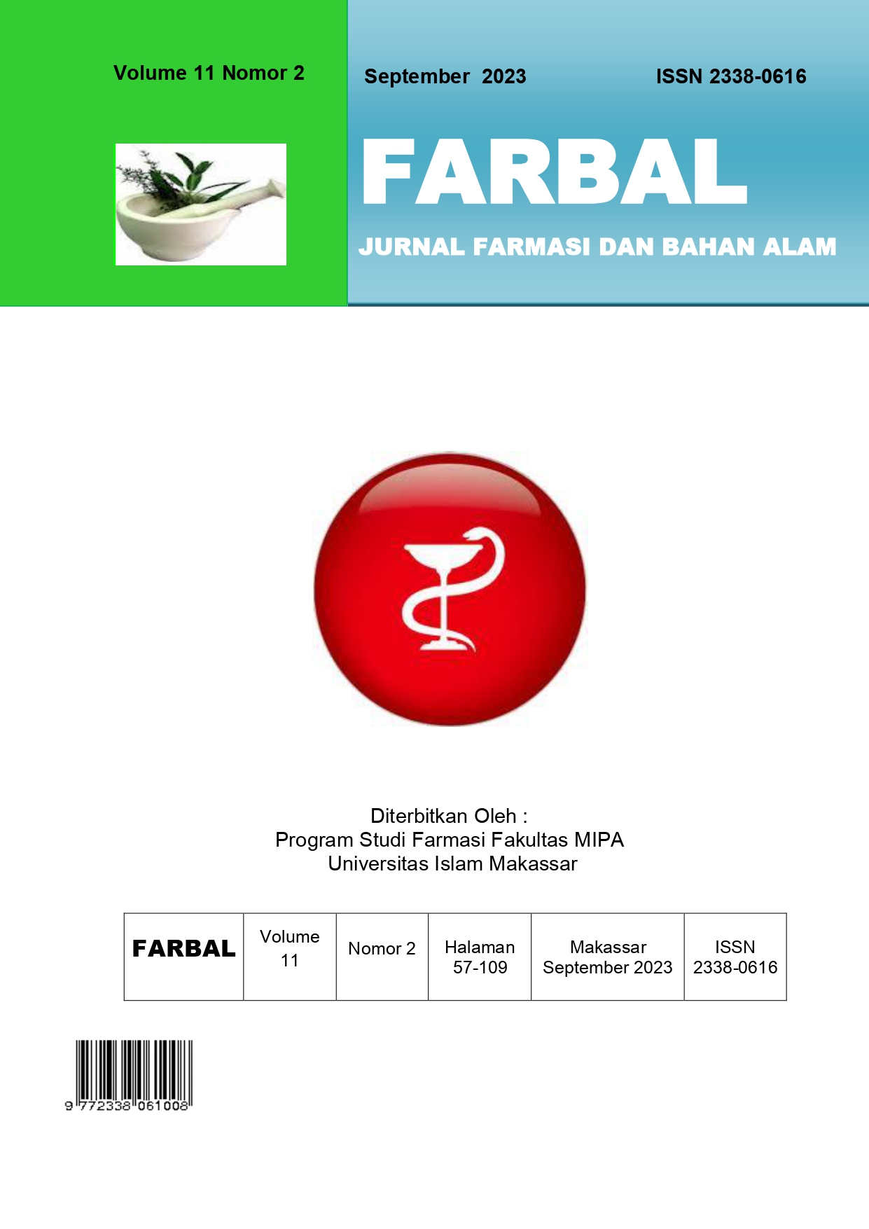 					View Vol. 11 No. 2 (2023): JURNAL FARMASI DAN BAHAN ALAM
				